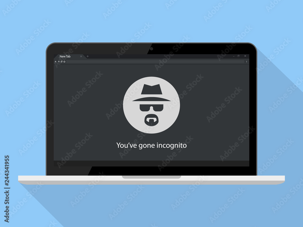 Incognito Icon Vector Illustration. Browse in private Laptop Incognito Icon Vector Illustration. Browse in private Laptop