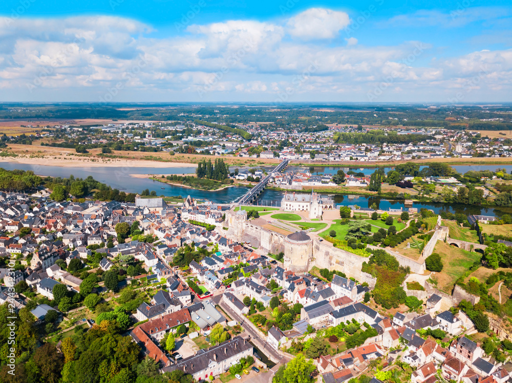 Amboise city aerial view, France