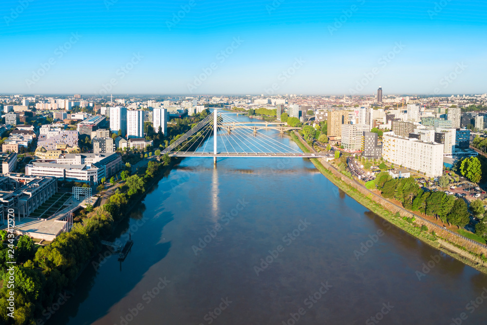 Nantes aerial panoramic view, France