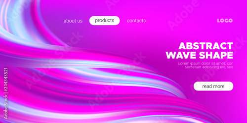 Wave 3d Poster with Colorful Liquid Shapes.