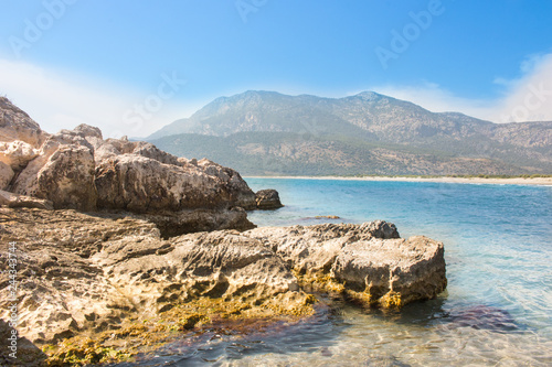 Mediterranean landscape. View from rocky island in the sea