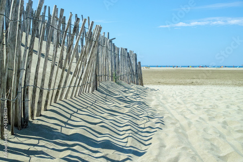 Beautiful sandy Espiguette beach near Port Camargue and Le Grau-du-Roi,  the most wild beach in Gard, France