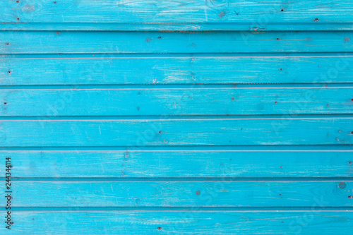 Background of blue painted horizontal wooden planks