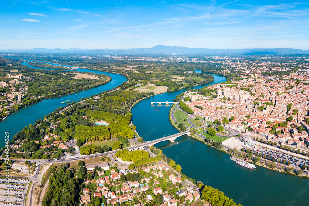 Avignon city aerial view, France
