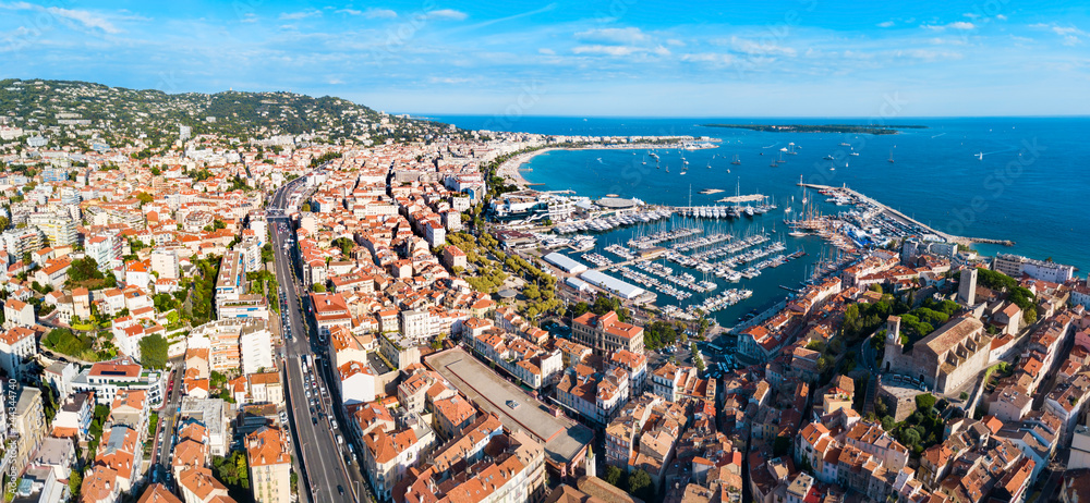 Cannes aerial panoramic view, France