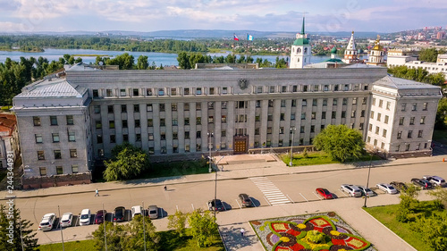 Russia, Irkutsk. The building of the Government of the Irkutsk region, the area of Count Speransky, From Dron photo