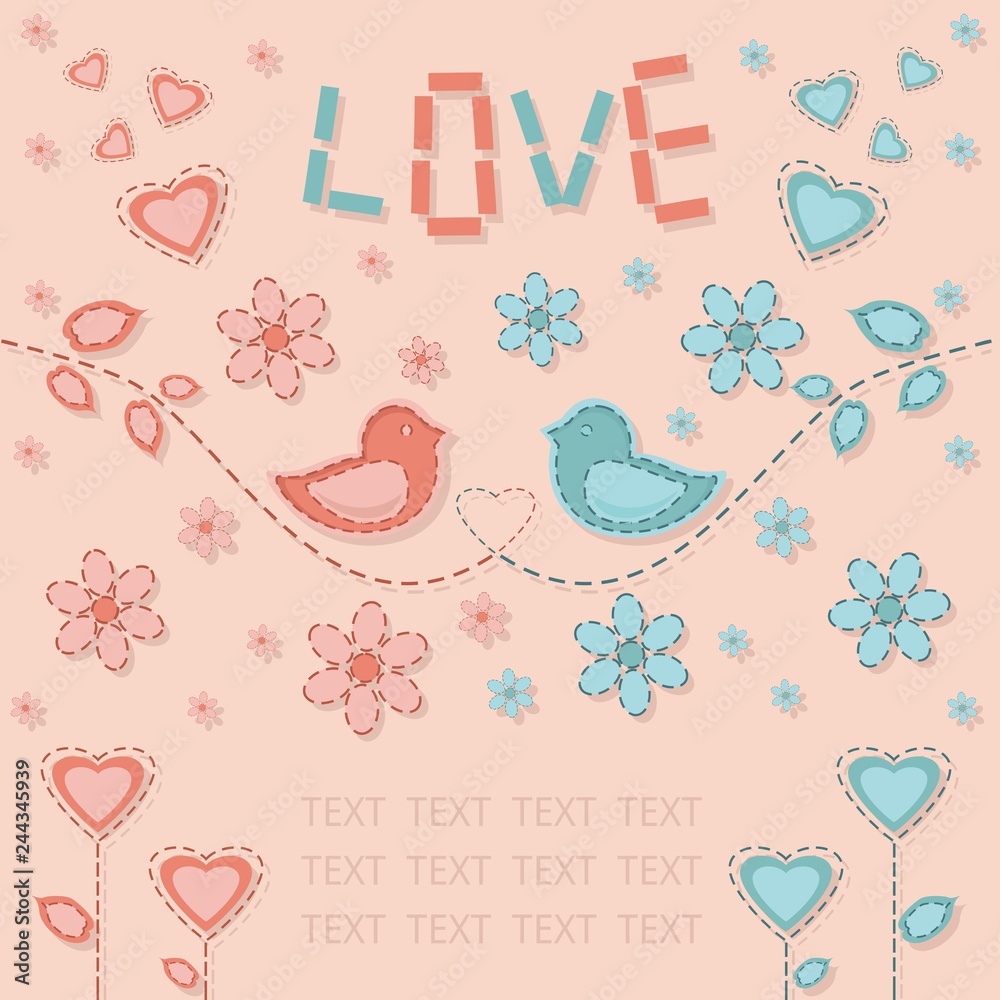 Vector illustration card love bird's Vector illustration card love bird's