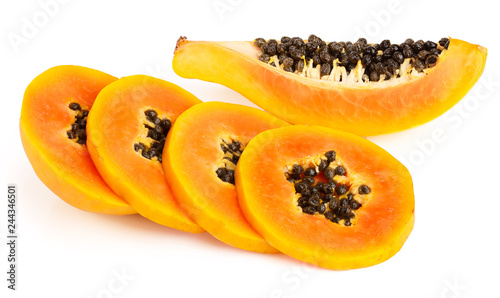 ripe slice papaya isolated on a white background