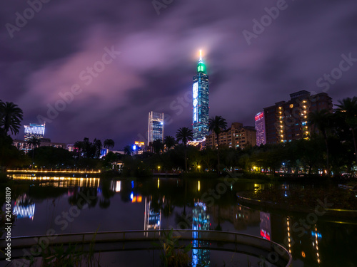 Taipei cityscape night light in the garden 4