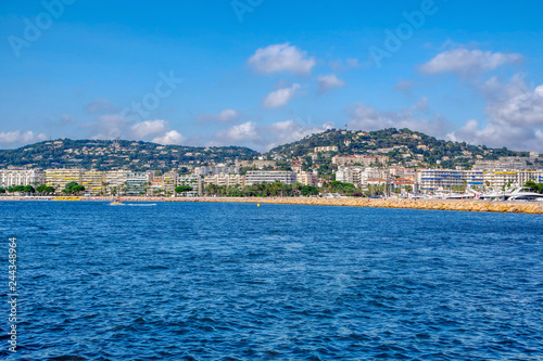 Panoramic view of Beach in Cannes  Cote dAzur  French  Riviera  South of France  Europe