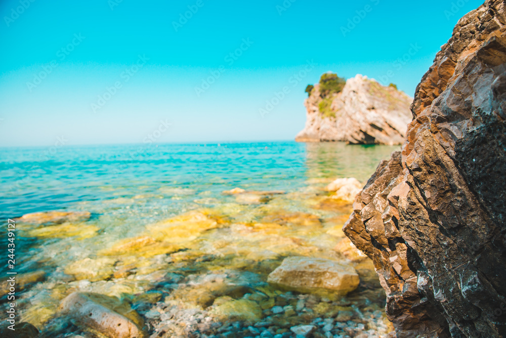 beautiful view of rocky seaside in montenegro
