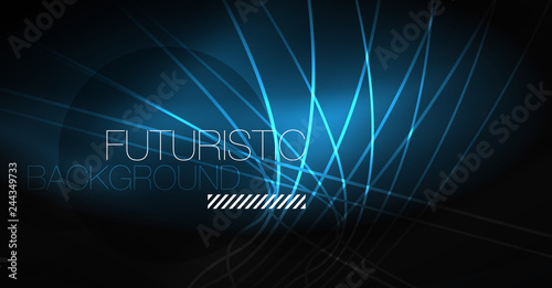 Digital technology abstract background - neon geometric design. Abstract glowing lines. Colorful techno background. Futuristic shape.