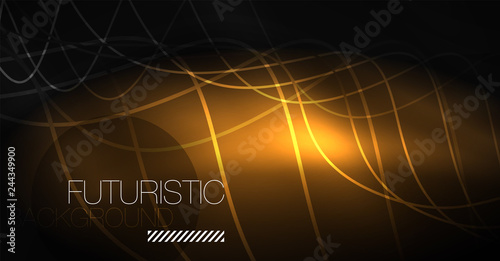 Neon lines wave background. Abstract composition