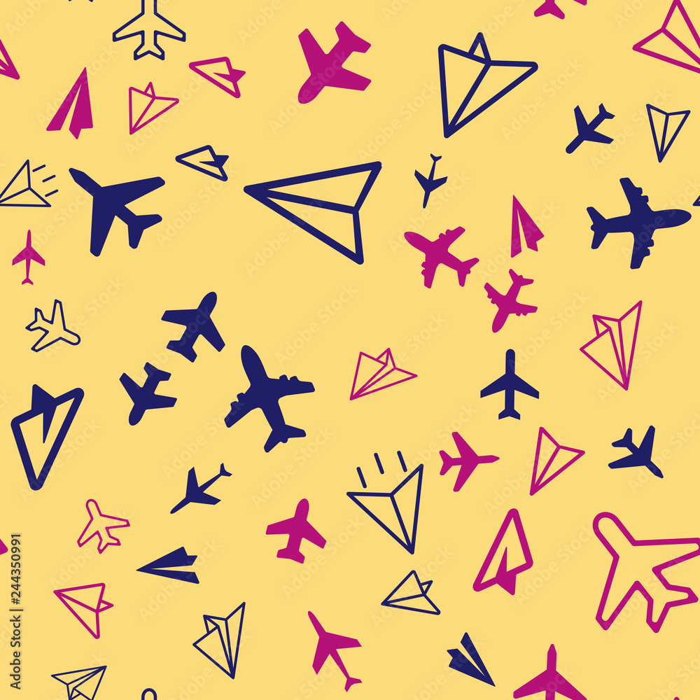 plane aircraft travel concept Seamless vector EPS 10 pattern