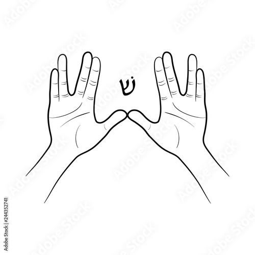 Priestly Blessing. Hands forming the Hebrew letter Shin. 