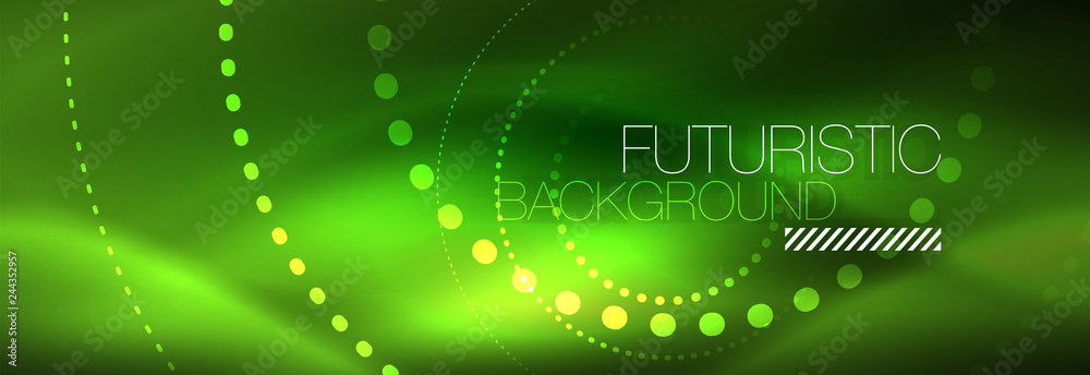 Green neon dotted circles background