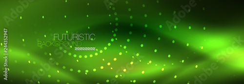 Green neon dotted circles background
