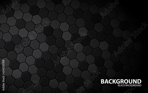 Abstract hexagon black background. Hexagon texture effect.