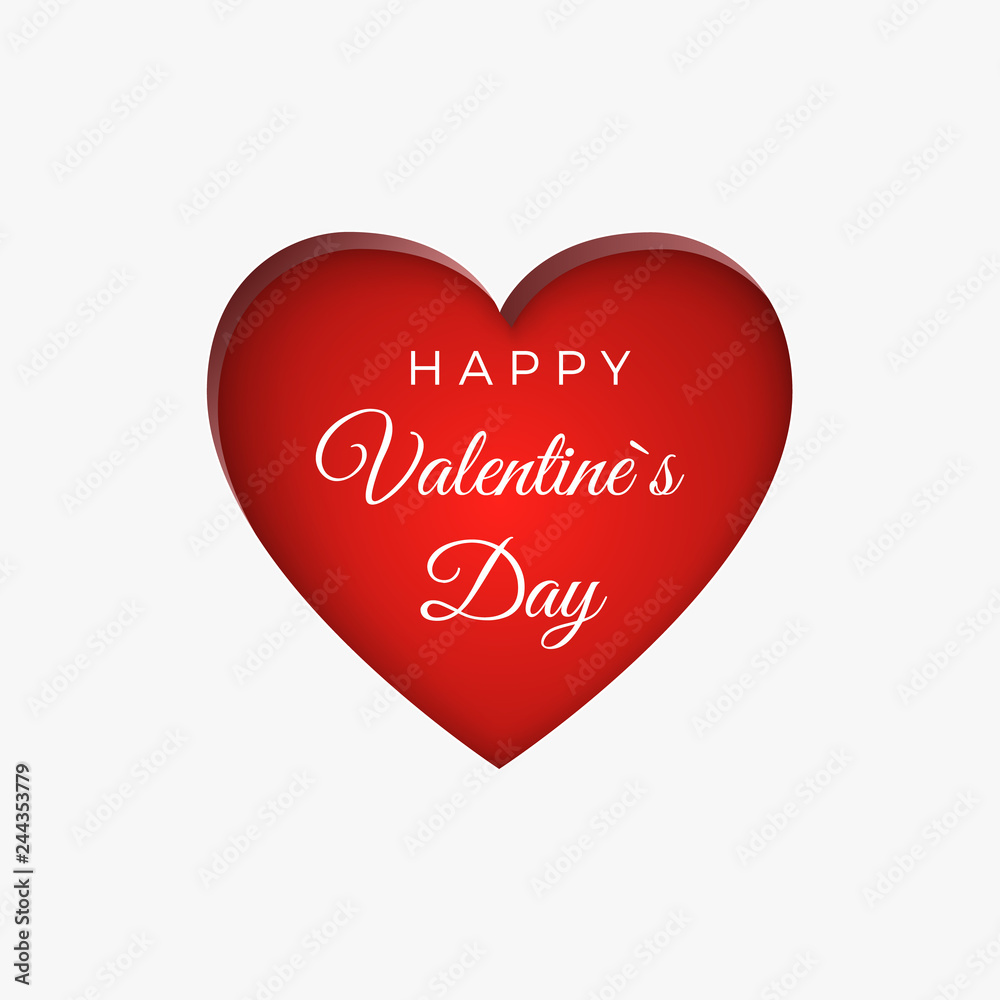 Happy Valentine`s Day greeting card background. Heart shape and text. Vector illustration