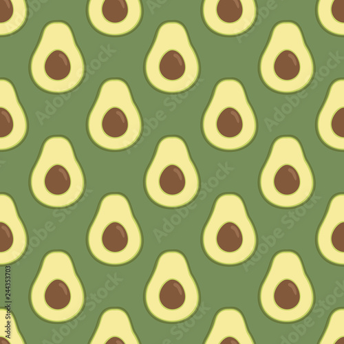 Avocado. Bright green background, lovely avocado. Healthy food. Good for printing banner, packaging, postcards. Simple seamless pattern