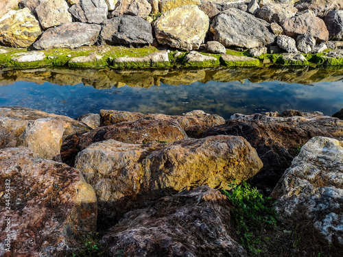 Rocks reflected in the water