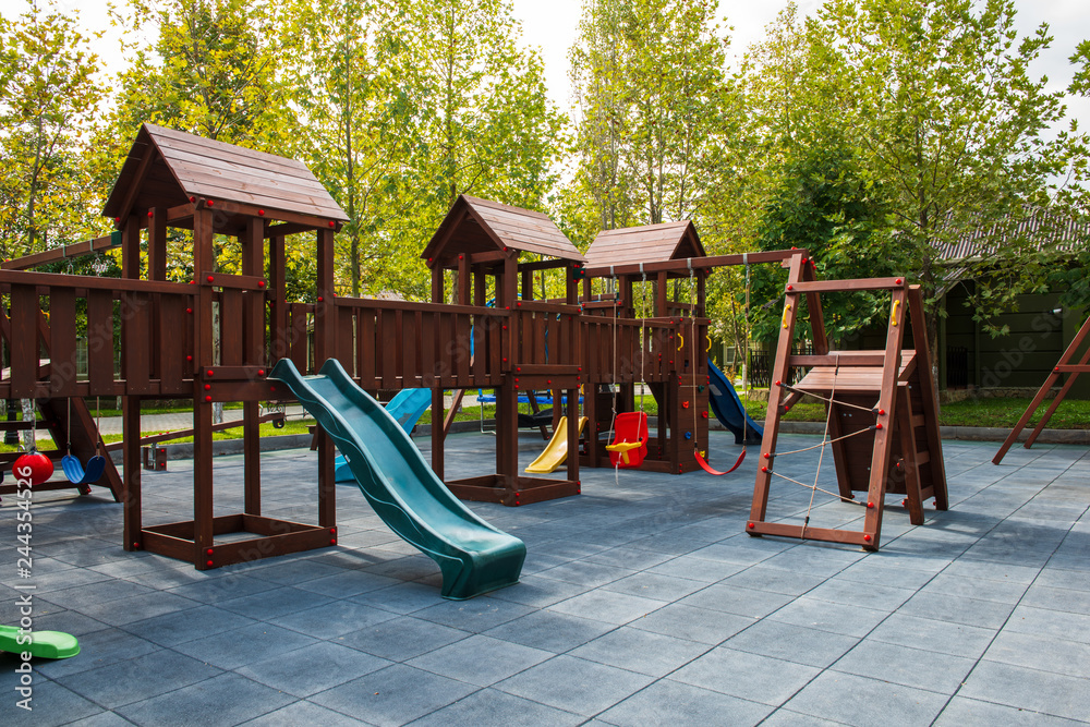 Plastic children playground without children Plastic children playground without children