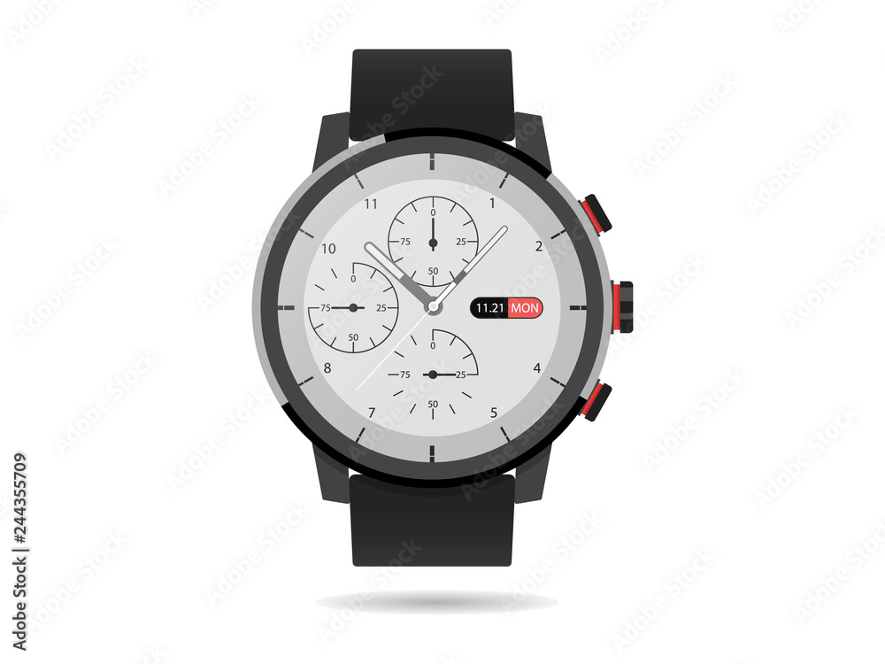 Smart watch Heart Rate Monitor Call Email Music Player Steps Vector Icon Illustration Concept Smart watch Heart Rate Monitor Call Email Music Player Steps Vector Icon Illustration Concept