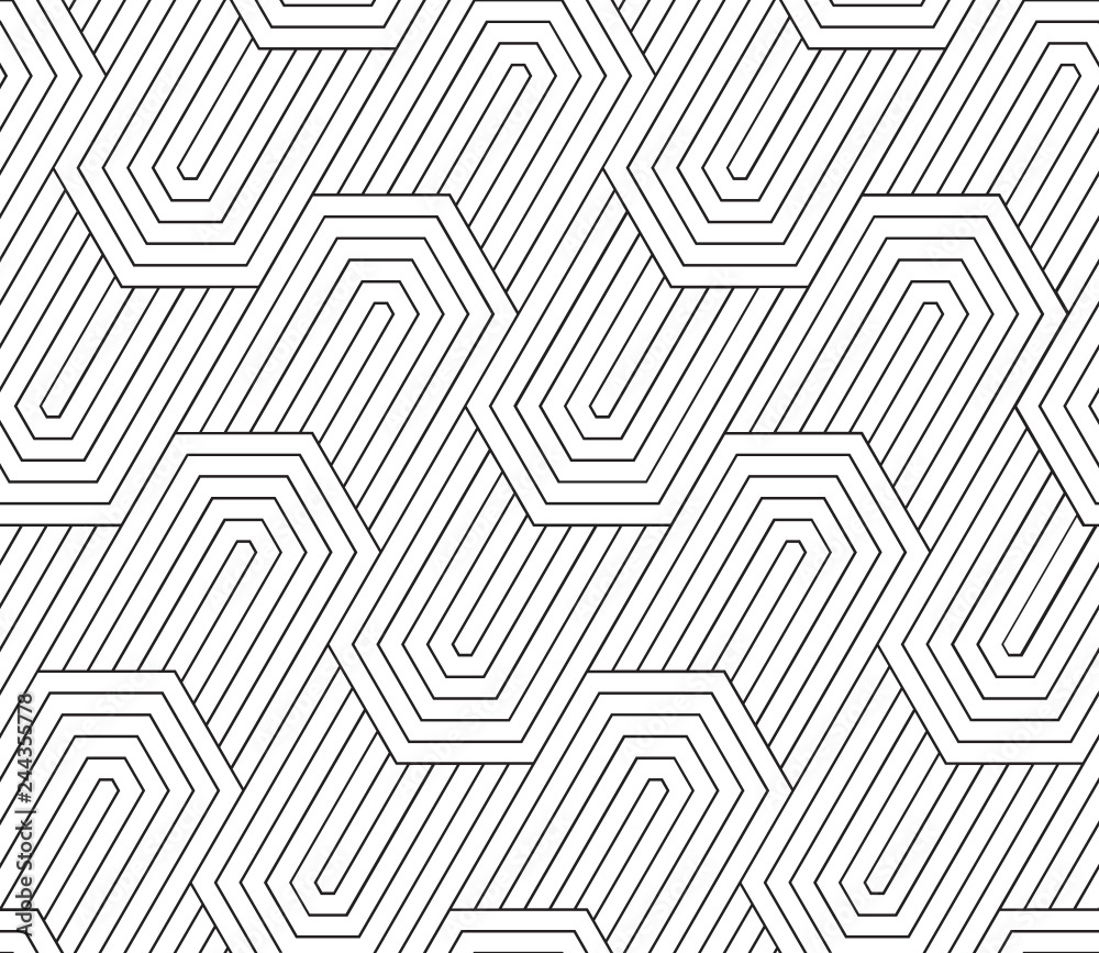 Vector seamless texture. Modern geometric background. Lattice with fragments of hexagons.