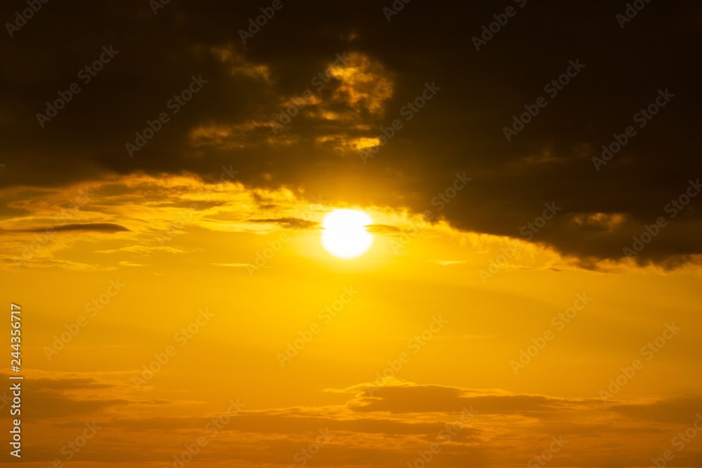 Panorama of Golden sky and clouds with sun natre background sunrise or sunset scene Panorama of Golden sky and clouds with sun natre background sunrise or sunset scene