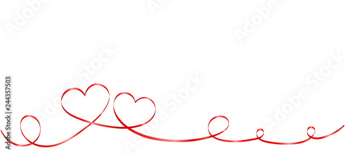 Two ribbon hearts isolated on white background