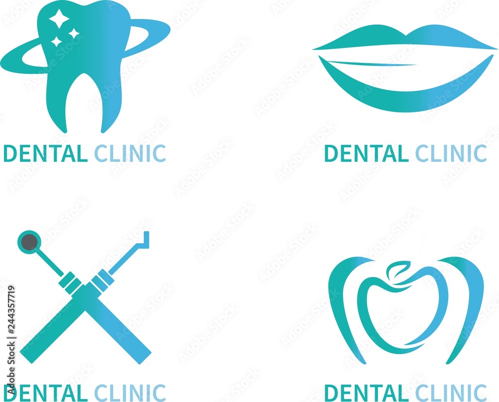 Dental clinic set logos vector illustration Stock Vector | Adobe Stock