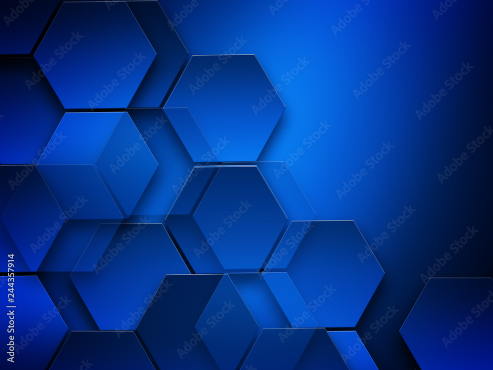 Abstract hexagon geometry background.Dark lighting.