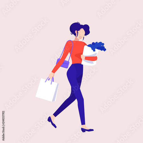 A woman goes shopping