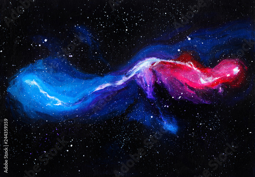 Acrylic space. Abstract cosmic background. Acrylic hand painted illustration