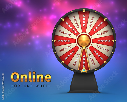 Fortune wheel background. Lucky money risk game. Spinning fortune wheels casino lottery gambling vector banner