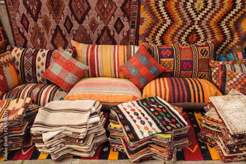 Traditional turkish textile on Egyptian bazaar in Istanbul