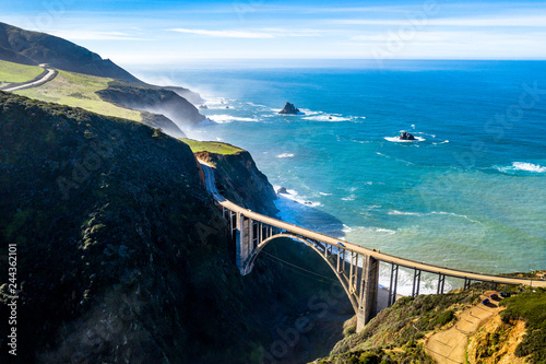 Bixby Creek Bridge California State Route 1 Aerial Meer Brücke Pazifik Küste photo