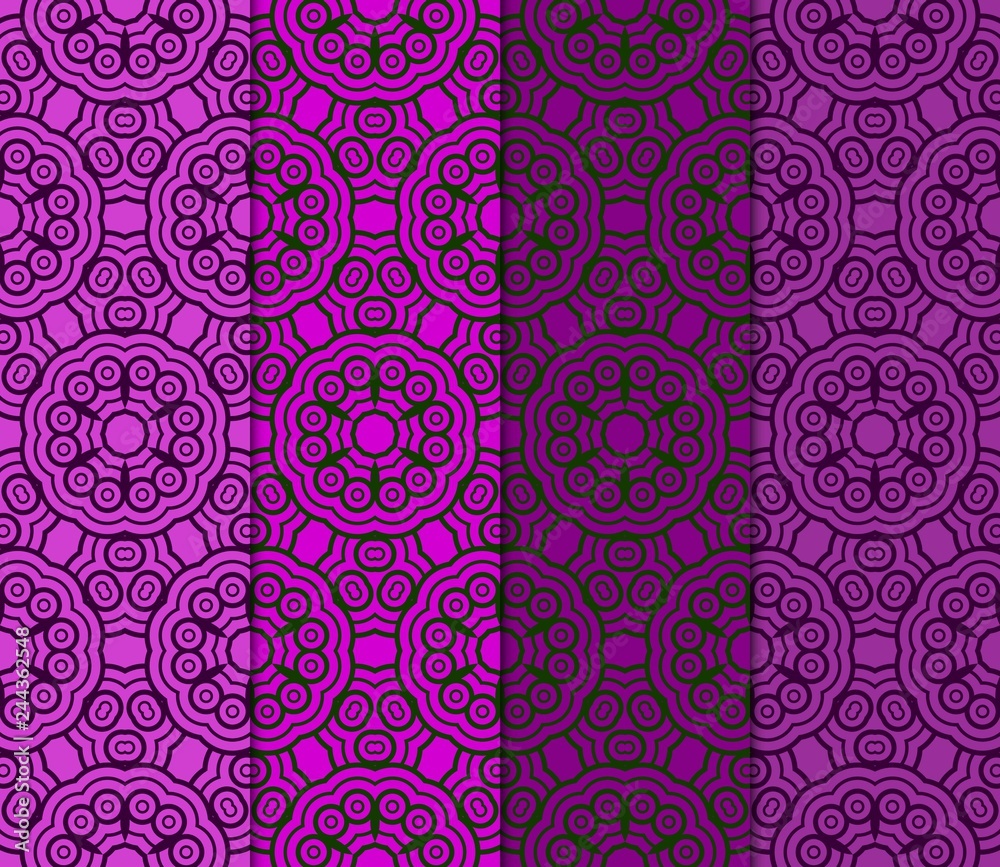 Set of Art Deco Pattern Of Geometric Elements. Seamless Pattern. Vector Illustration. Purple color