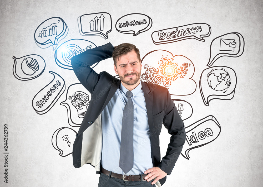 Confused businessman, business strategy Stock Photo | Adobe Stock