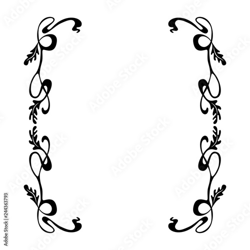 Empty decorative vintage  frame. Art Nouveau style ornamental border for your design