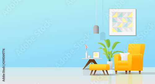Interior background with cozy colorful living room , vector , illustration