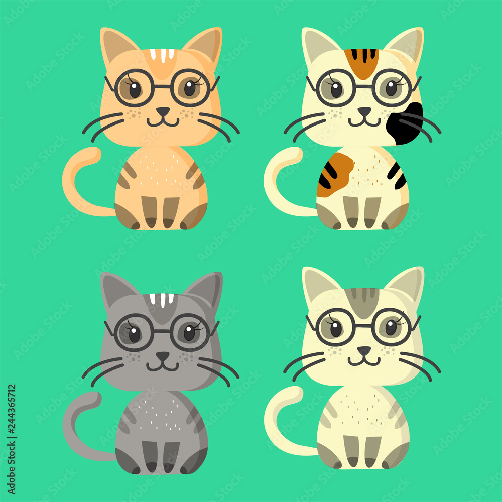 Set of cute vector kittens