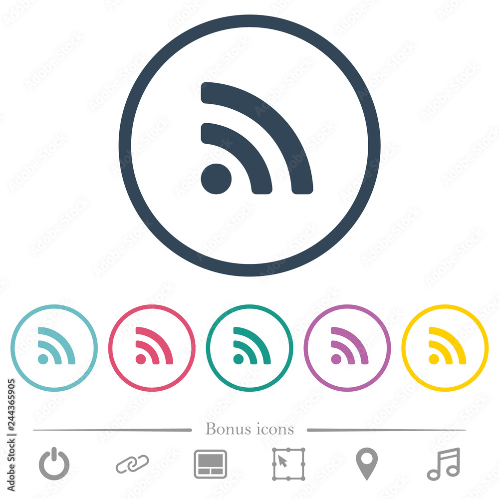 Radio signal flat color icons in round outlines Radio signal flat color icons in round outlines