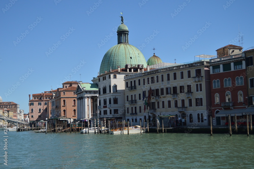 Church Of San Simeone Piccolo On The Grand Canal Of Venice. Travel, holidays, architecture. March 28, 2015. Venice, Veneto region, Italy.