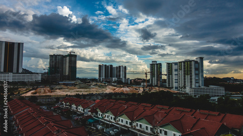 Scenery shot of houses and apartment in residential area located in Kajang, Selangor photo