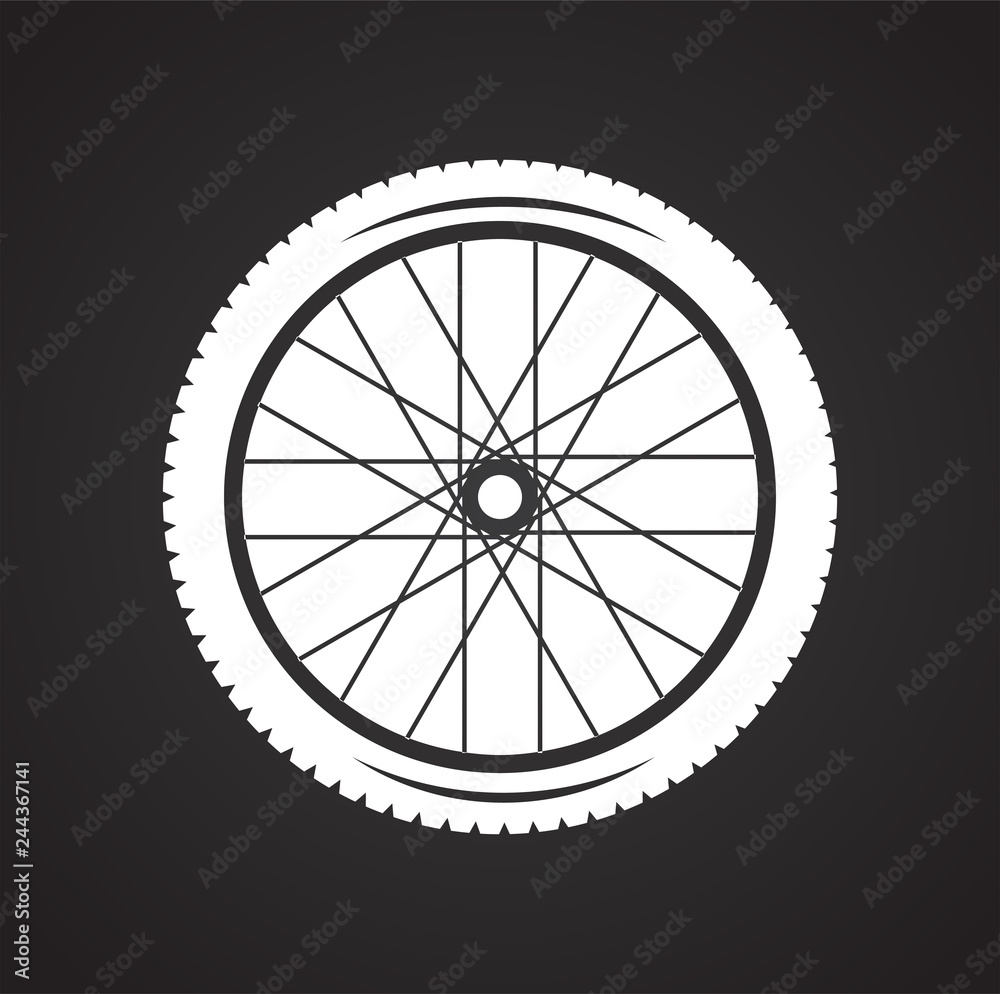 Wheel icon on black background for graphic and web design, Modern simple vector sign. Internet concept. Trendy symbol for website design web button or mobile app