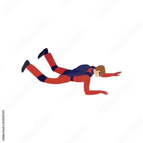 Skydiver engaged in a dangerous sport making jumps in the sky with a parachute. Extreme sport.