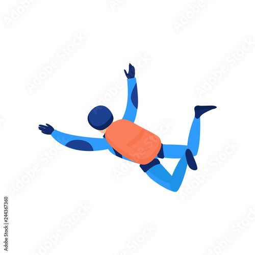 Skydiver engaged in a dangerous sport making jumps in the sky with a parachute. Extreme sport.