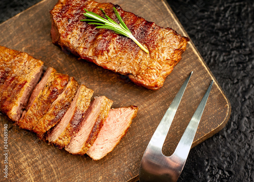 Beef steak on cutting board