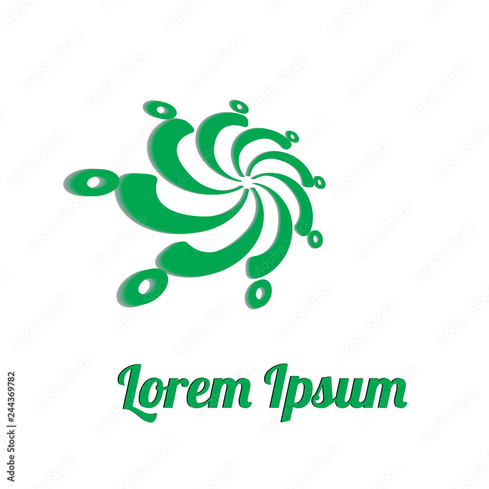Obraz premium the logo is green/On the drawing a logo in the form of a flower, green, the text can be entered into the logo. With a shadow logo for a new company, a logo for a new institution, a new project.